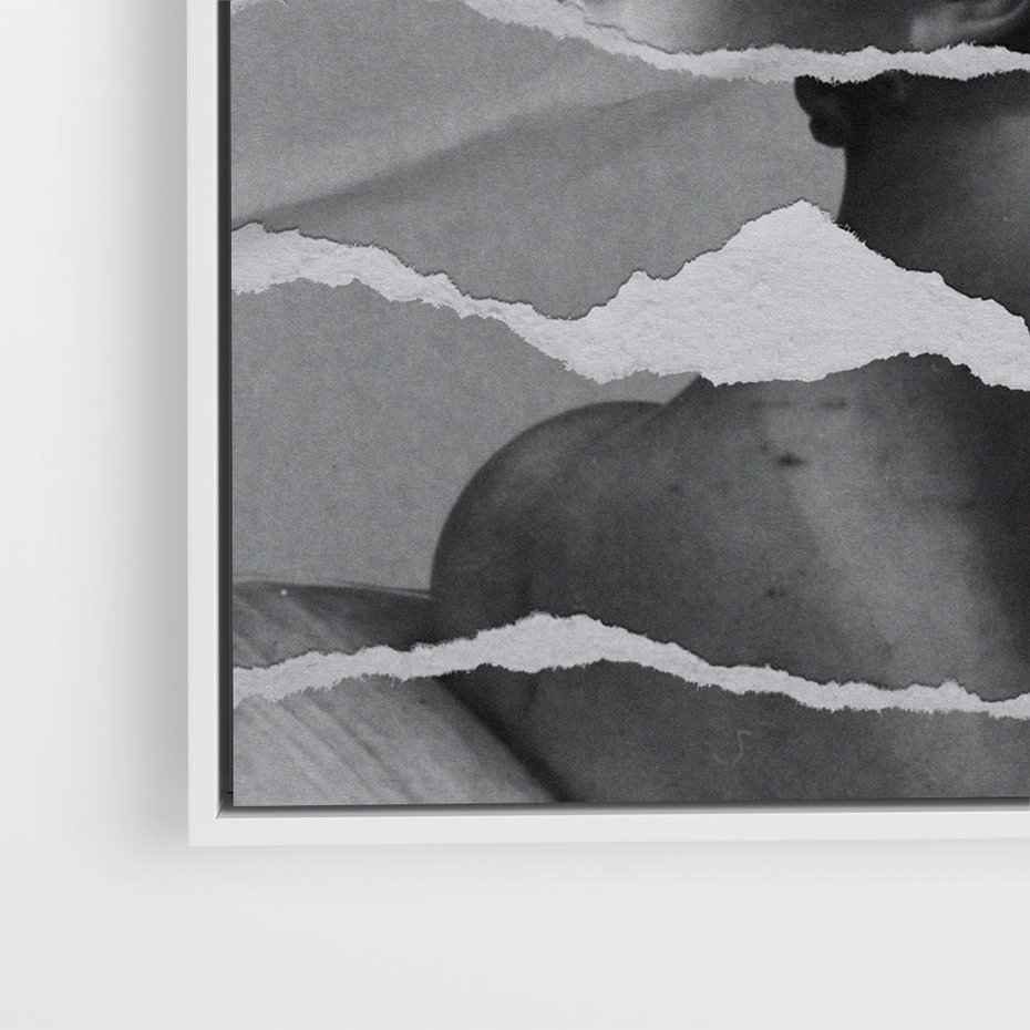 Obraz w ramie 80x80 - Kolaż z Antyczną Rzeźbą - antyczna rzeźba, kolaż ze zdjęć - rama biała