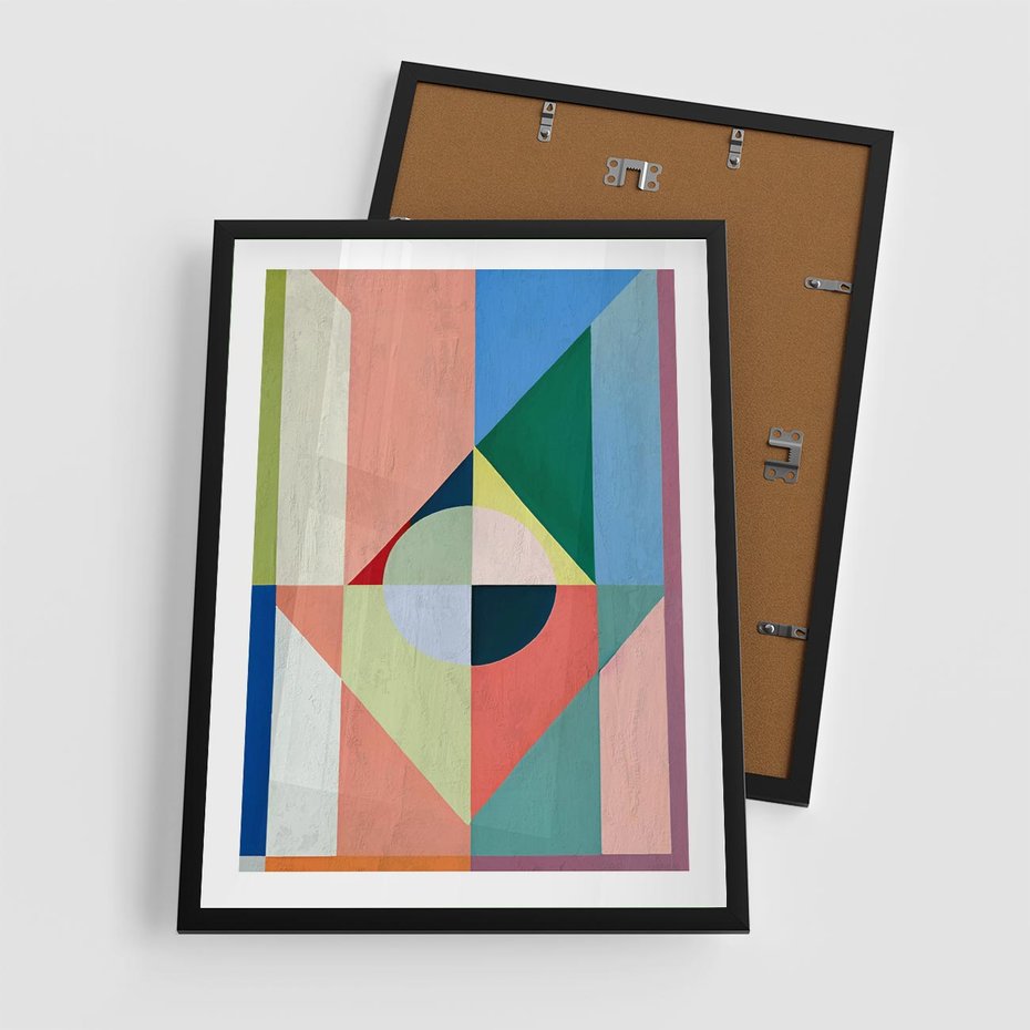 Plakat w ramie 50x70 - Księga Kolorowych Wizji - różne geometryczne formy, koła - rama czarna