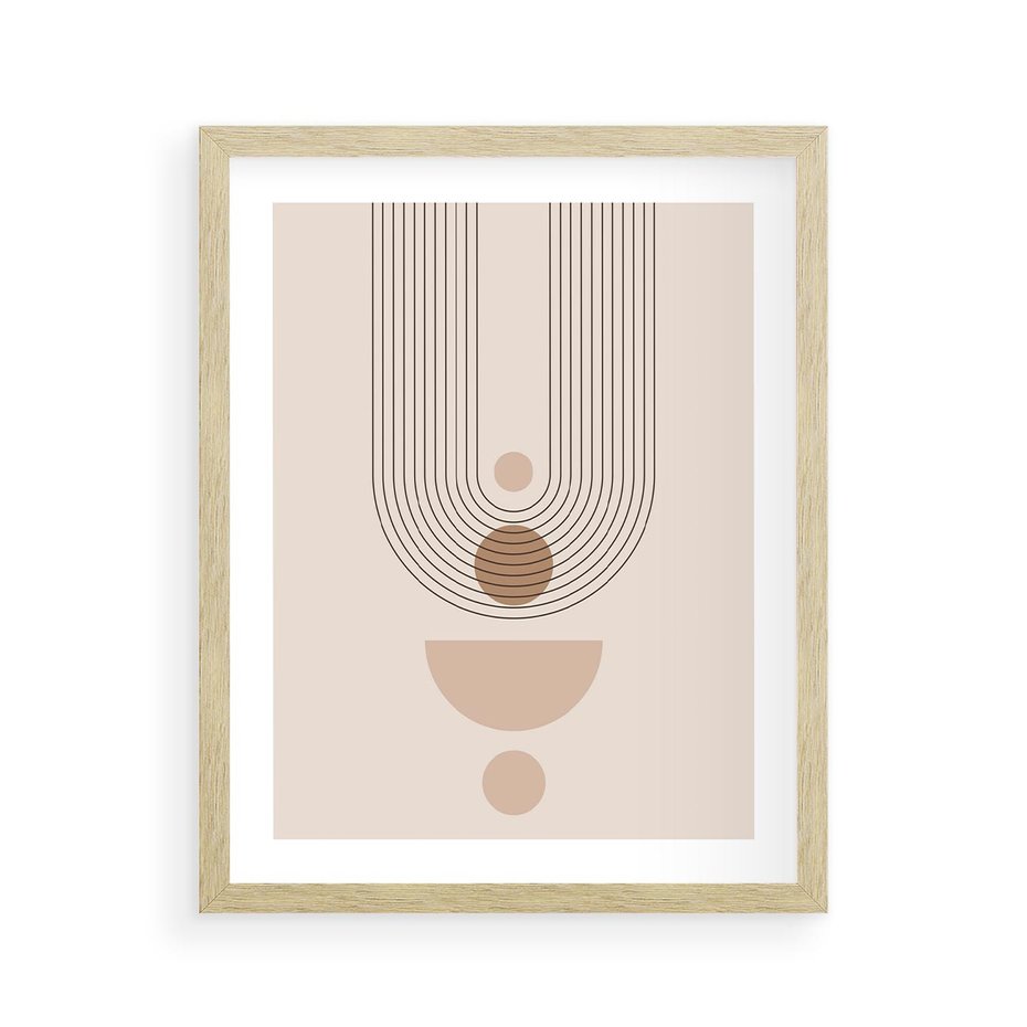 Plakat w ramie 40x50 - Strukturalne Kształty Postępu - boho plakat, minimalizm - rama drewno