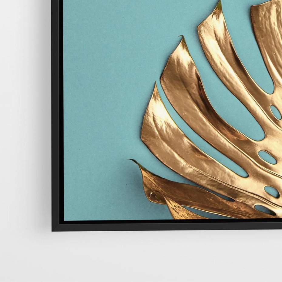 Obraz w ramie 50x50 - Piękno Natury - złote, liście - rama czarna