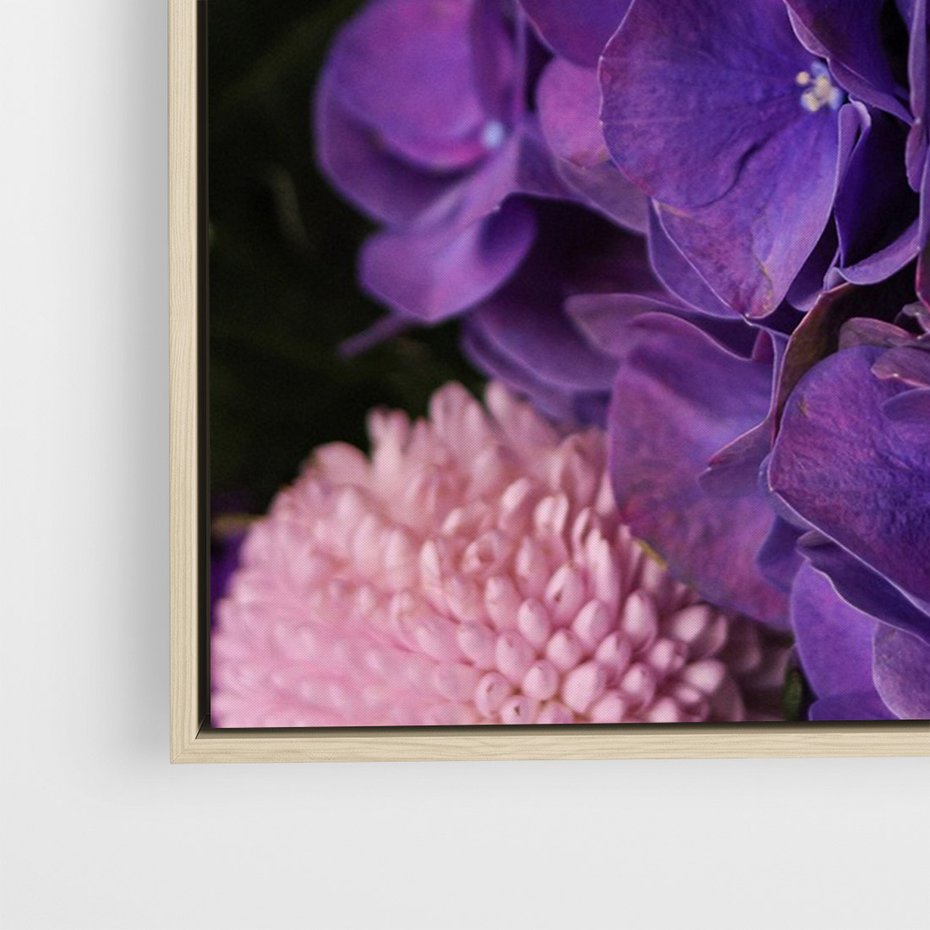 Obraz w ramie 70x100 - Fioletowa hortensja - kwiaty, hortensja - rama drewno