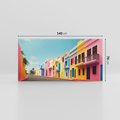 Obraz na płótnie 140x70 - Ekspresja marzeń i tęsknot - pastelowe kolorowe budynki, wzdłuż ulicy
