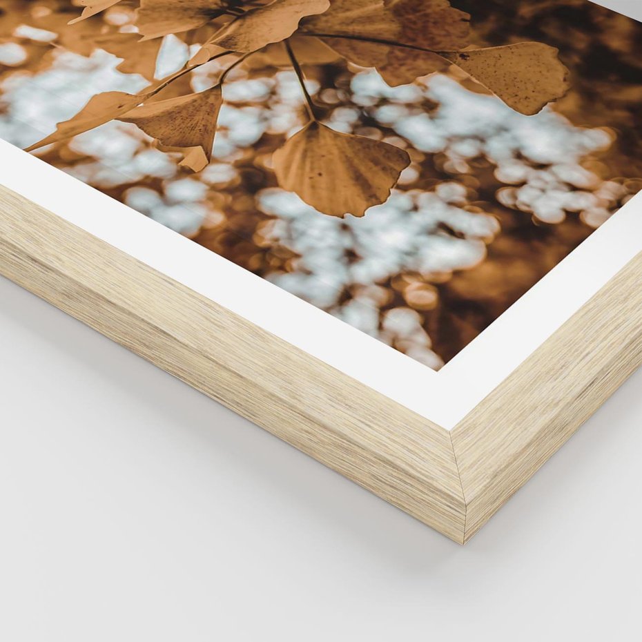 Plakat w ramie 50x70 - Nostalgiczny Miłorząb - miłorząb, liście - rama drewno