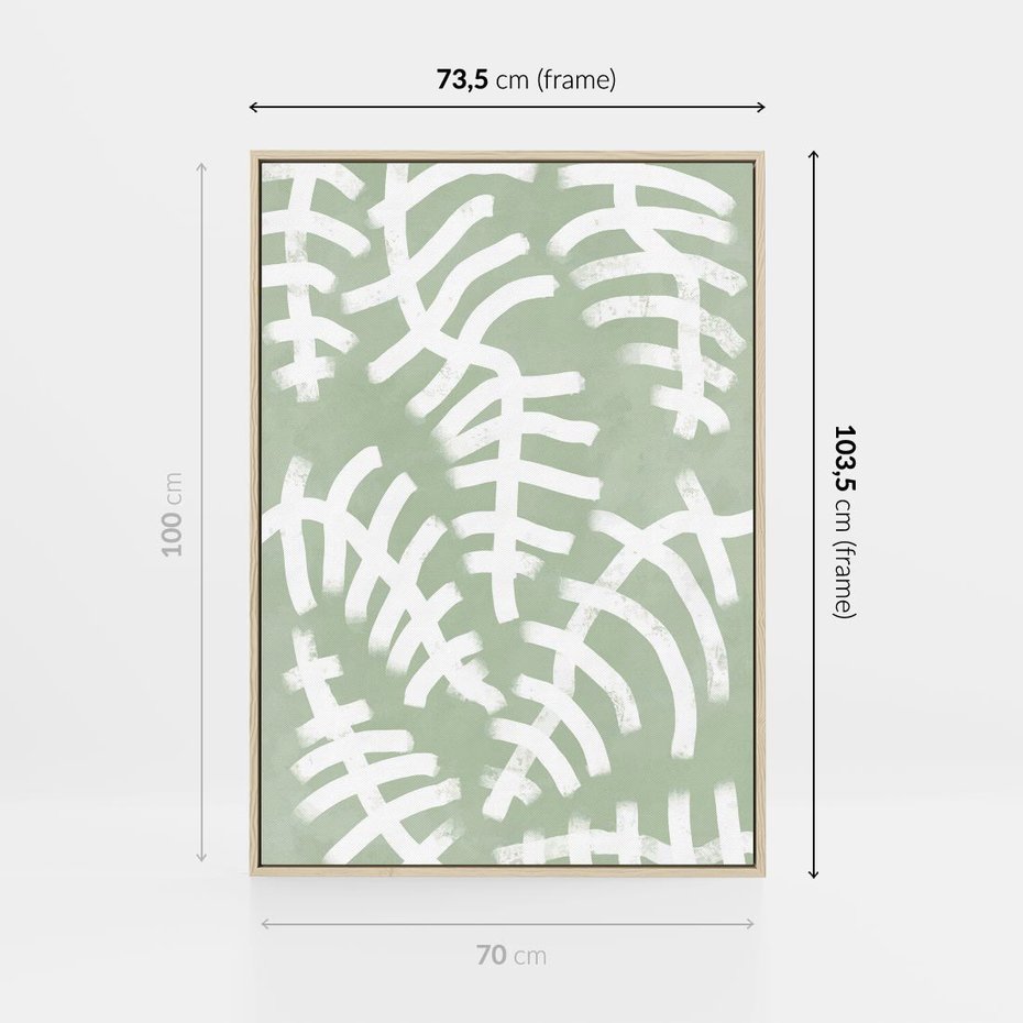 Obraz w ramie 70x100 - Oaza Zieleni - zielona abstrakcja, zgaszona zieleń - rama drewno