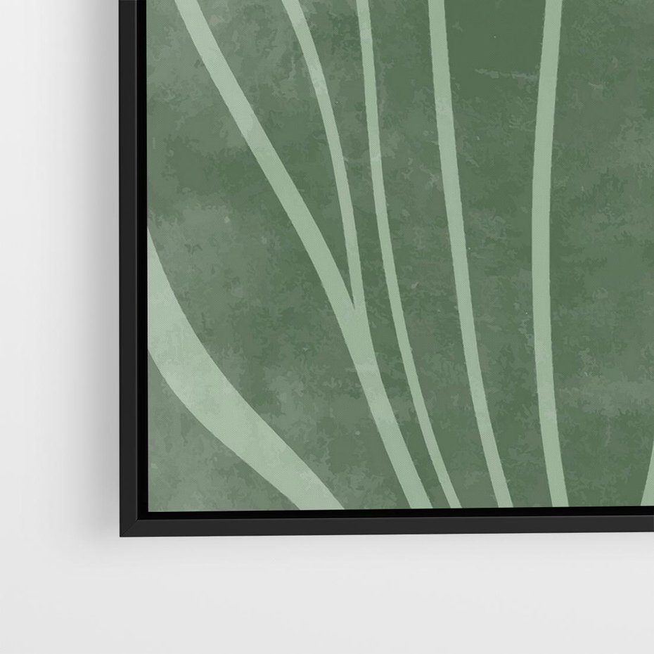 Obraz w ramie 50x50 - Zieleń Kształtująca Spokój - zielony plakat, roślinne inspiracje - rama czarna