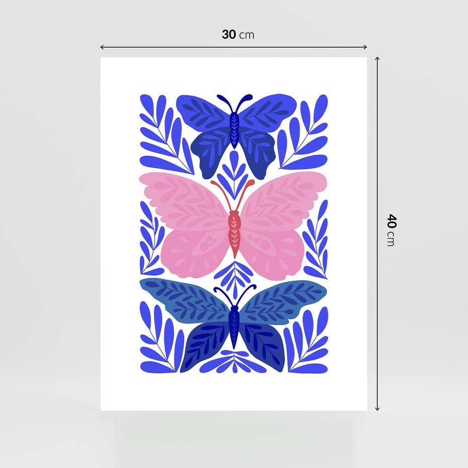 Plakat bez ramy 30x40 - Delikatna Symfonia Natury - motyle, rośliny
