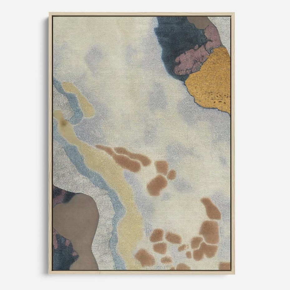 Obraz w ramie 50x70 - Melancholijne oddechy pędzla - abstrakcyjne formy, zgaszone kolory - rama drewno