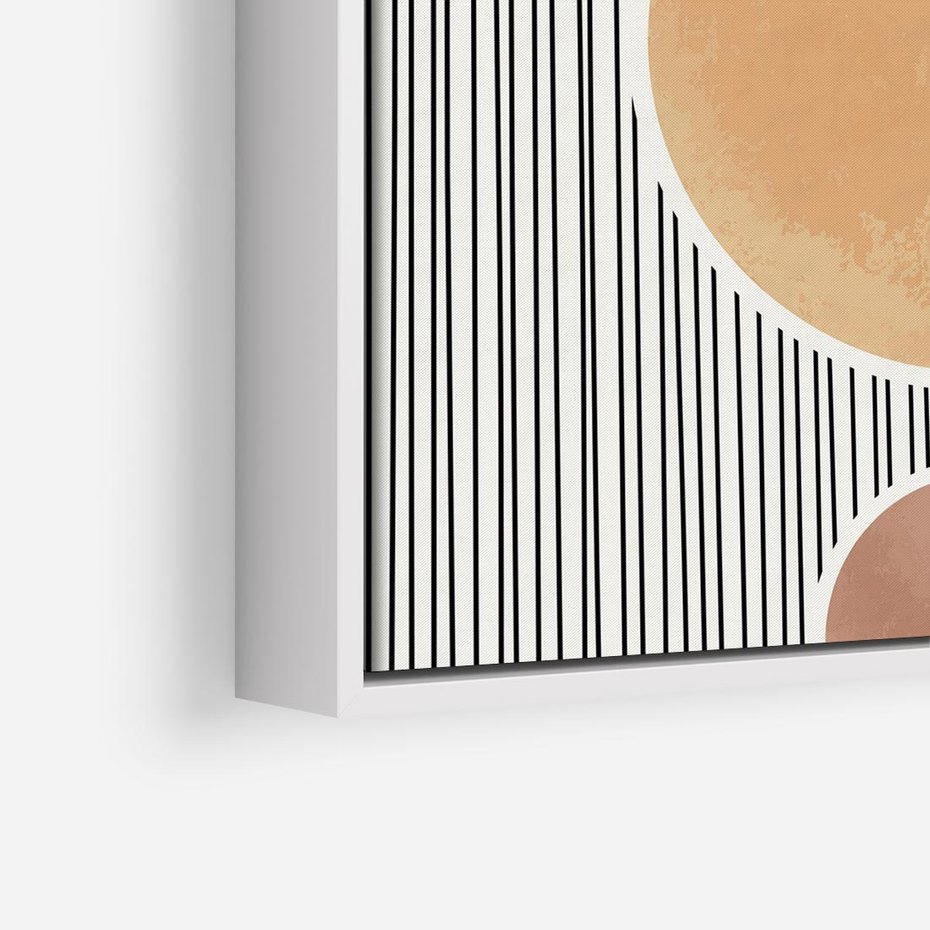 Obraz w ramie 80x80 - Taniec Linii - abstrakcyjna nowoczesna sztuka, koła okręgi - rama biała