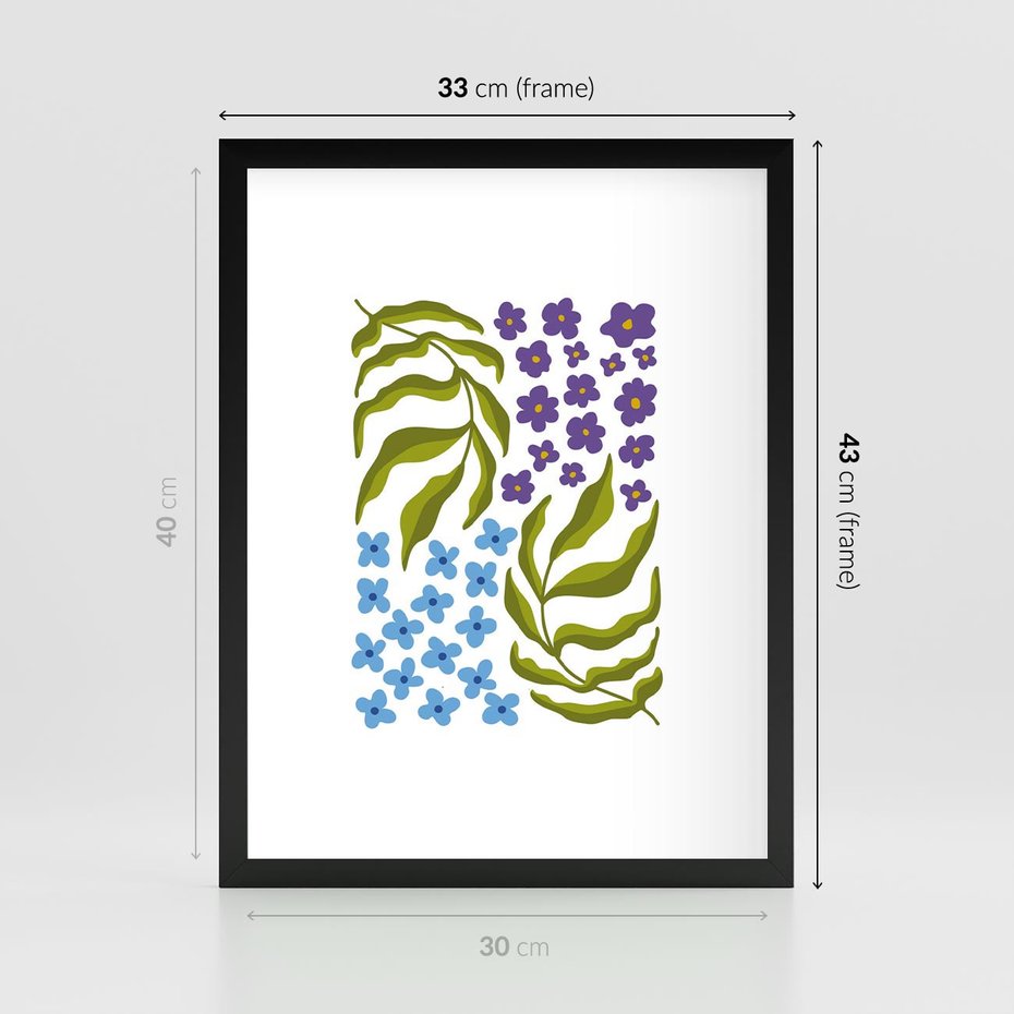 Plakat w ramie 30x40 - Księga Kształtów Bez Granic - kwiaty, sztuka nowoczesna - rama czarna