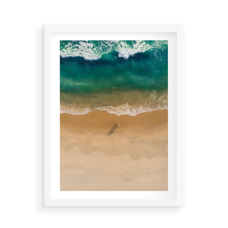 Plakat w ramie 50x70 - Oaza Relaksu - plaża, morze - rama biała