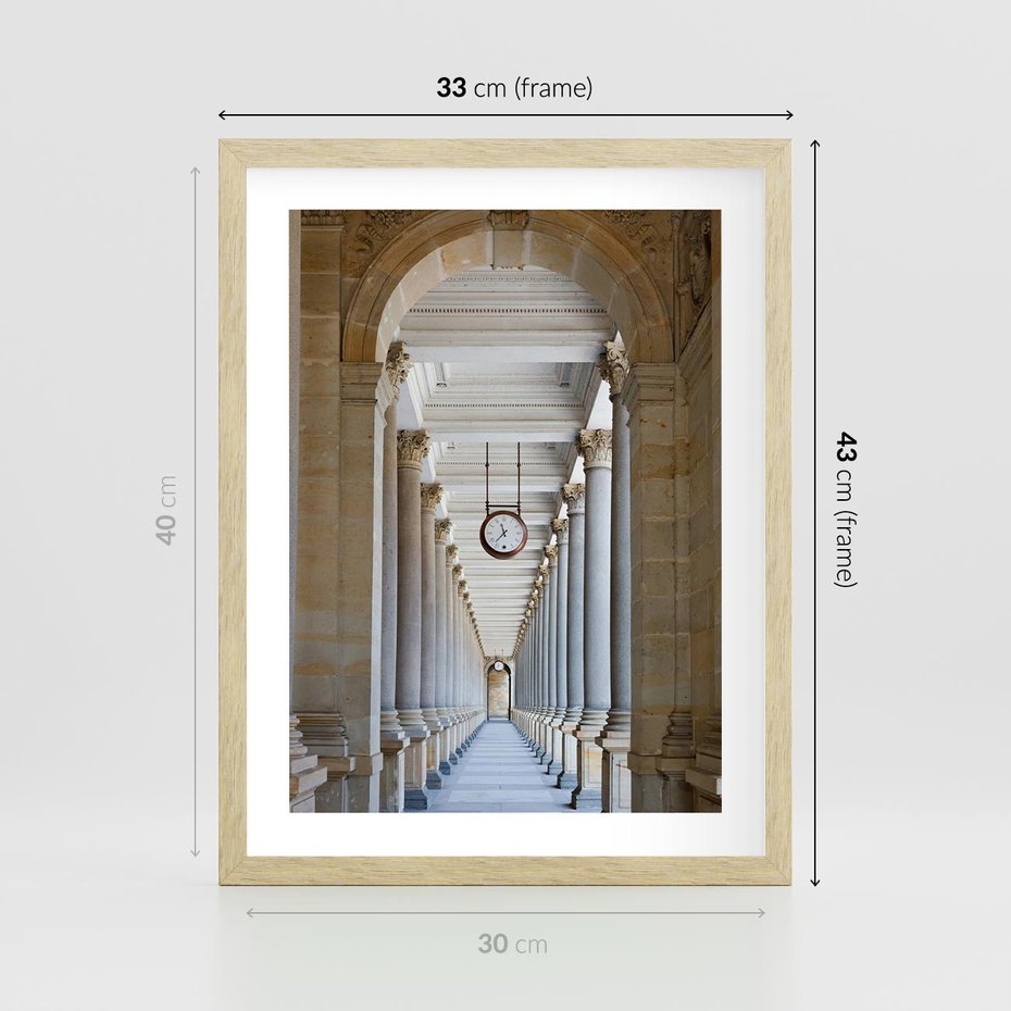 Plakat w ramie 30x40 - Kolumny Czasu - architektura, kolumny - rama drewno