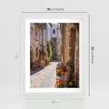 Plakat w ramie 40x50 - Malownicze Zakątki Miasta - uliczka, perspektywa - rama biała
