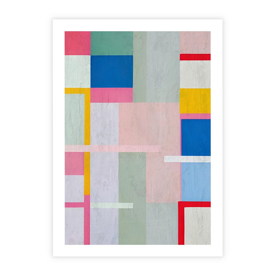 Plakat bez ramy 50x70 - Rozbijające Granice Wyobraźni - abstrakcyjne geometryczne kształty, olejny obraz