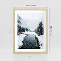 Plakat w ramie 30x40 - Zimowa Przyroda: Rzeka, Góry i Śnieg - zima, rzeka - rama drewno