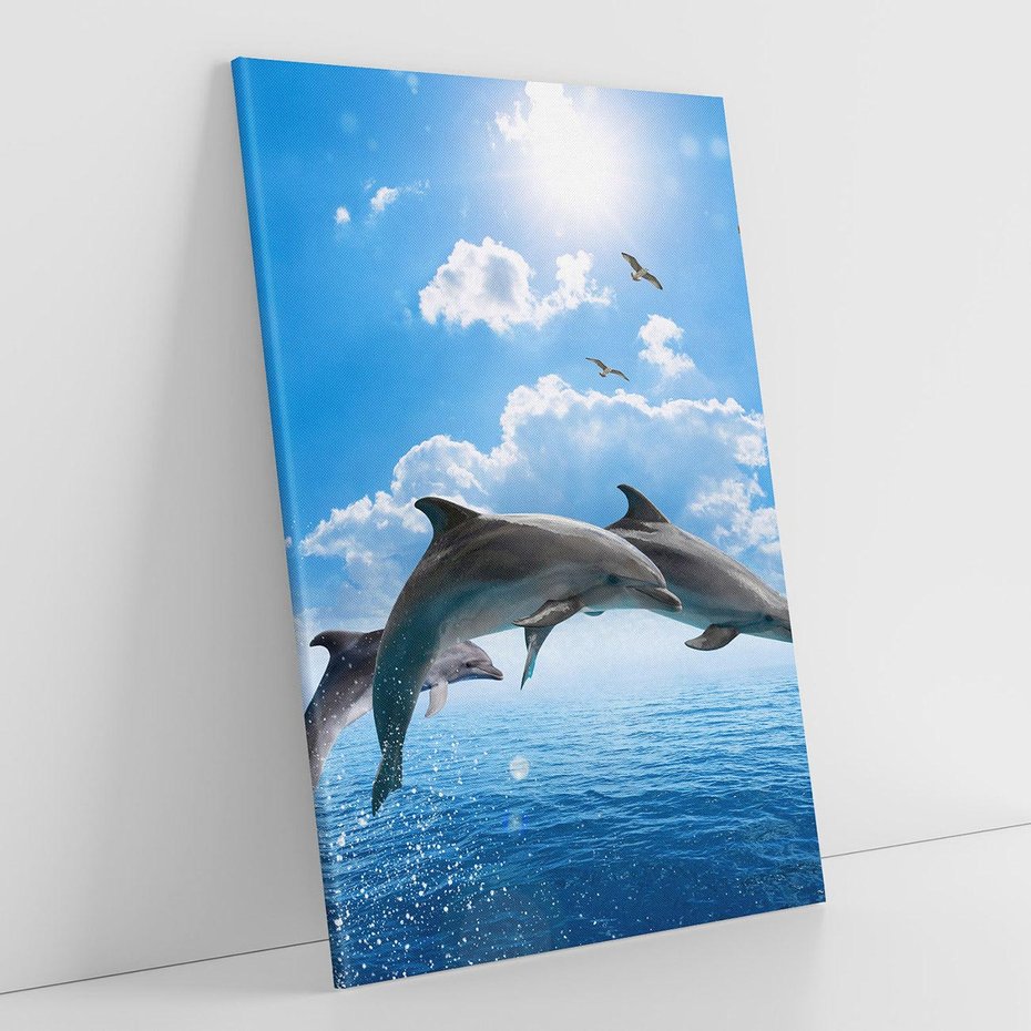 Obraz na płótnie 70x100 - Spotkanie z naturą - morze, delfiny