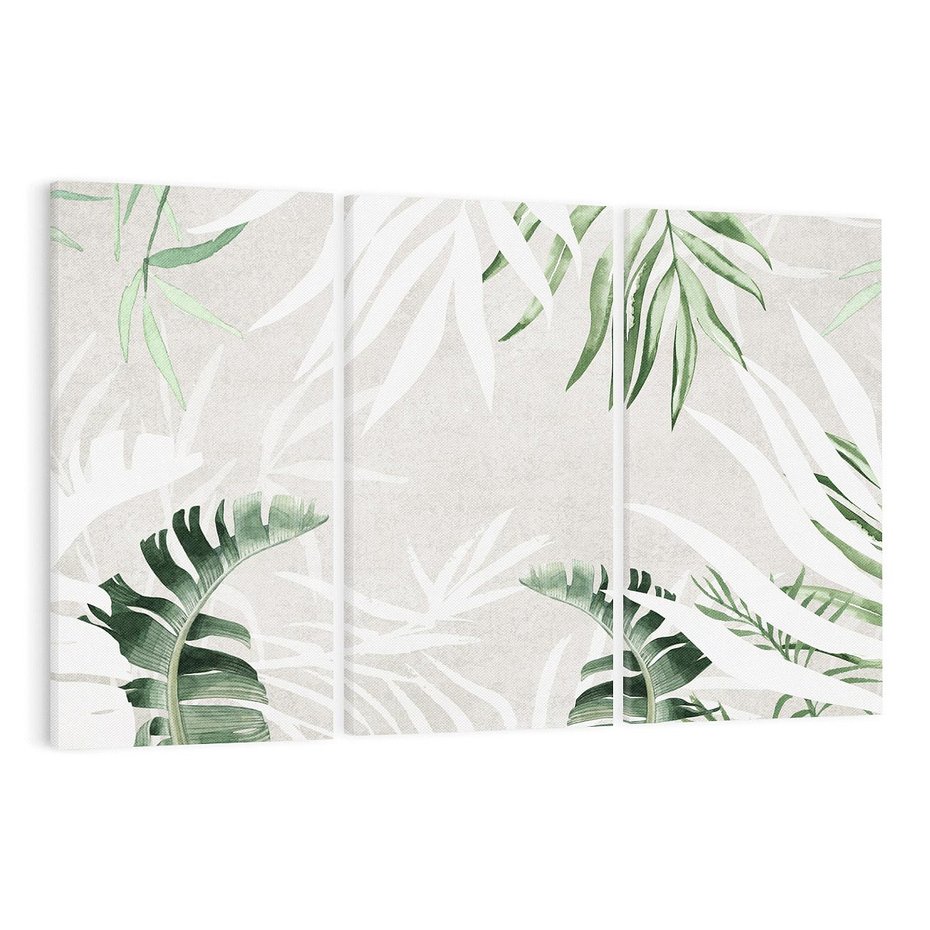 Obraz na płótnie 120x80 - Zielony Raj - monstera, palmy