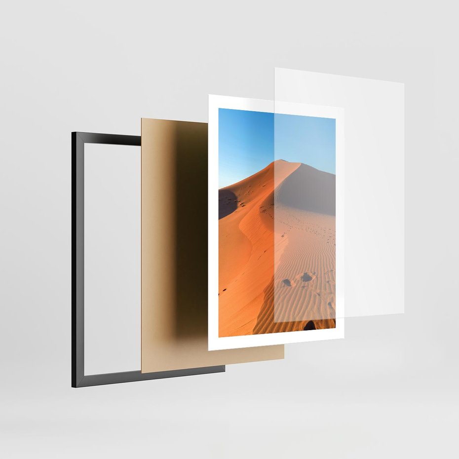Plakat w ramie 50x70 - Piasek pustyni wędruje - pustynia, piasek - rama czarna