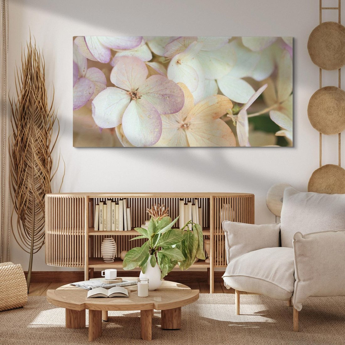 Obraz na płótnie 140x70 - Kwiatowy taniec - kwiaty, hortensje