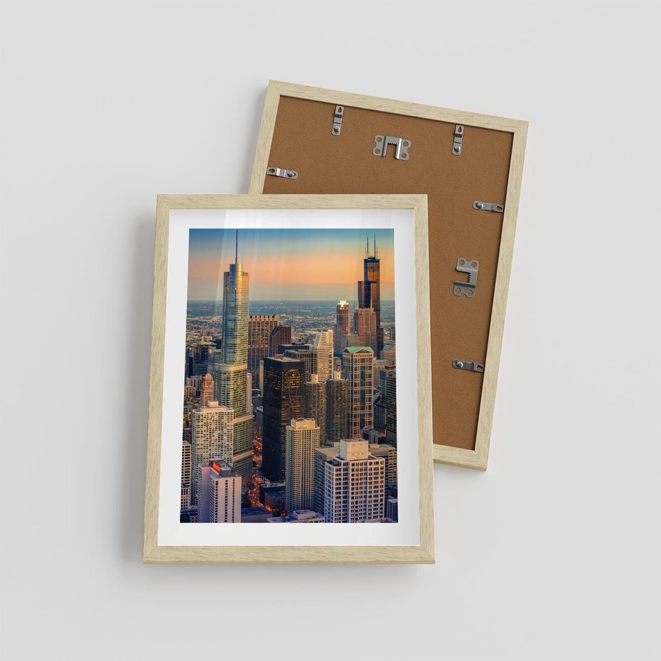 Plakat w ramie 30x40 - Wieżowce Nowego Jorku - Manhattan, wieżowce - rama drewno