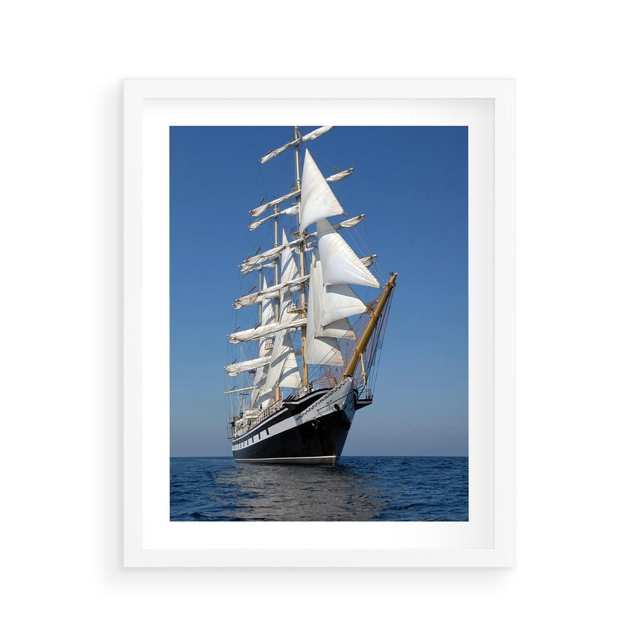Plakat w ramie 40x50 - Podróż na Żaglowcu Przygody - żaglowiec, podróż - rama biała
