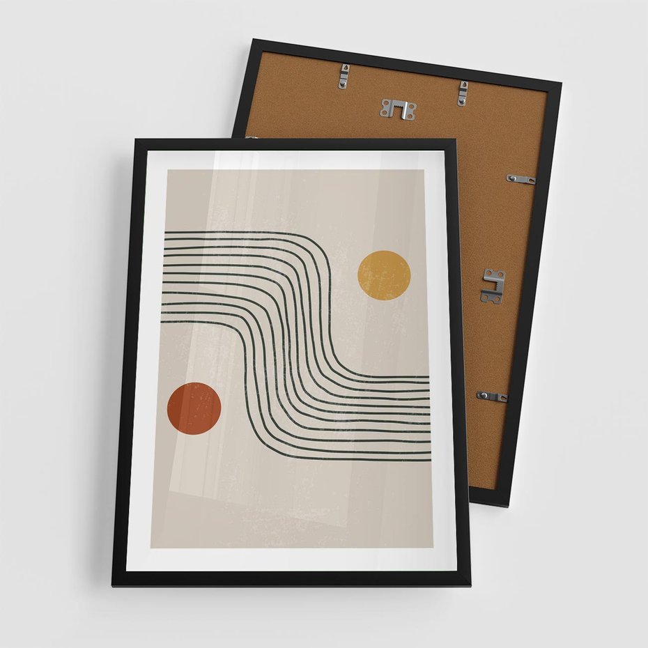 Plakat w ramie 50x70 - Czysta Refleksja - abstrakcyjna sztuka, boho kształty - rama czarna