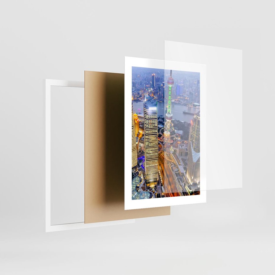 Plakat w ramie 30x40 - Wzgórza Mieściny - wieżowce, miasto - rama biała
