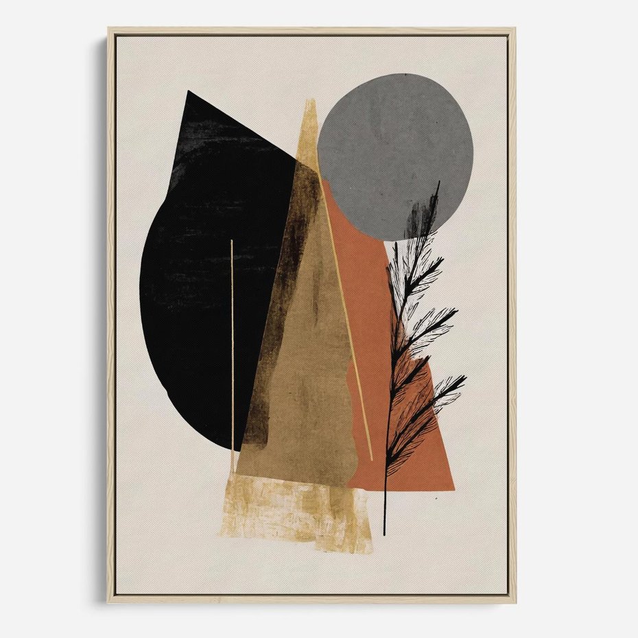 Obraz w ramie 80x120 - Wibracje Barw Ziemi - abstrakcyjny obraz, dziwne formy - rama drewno