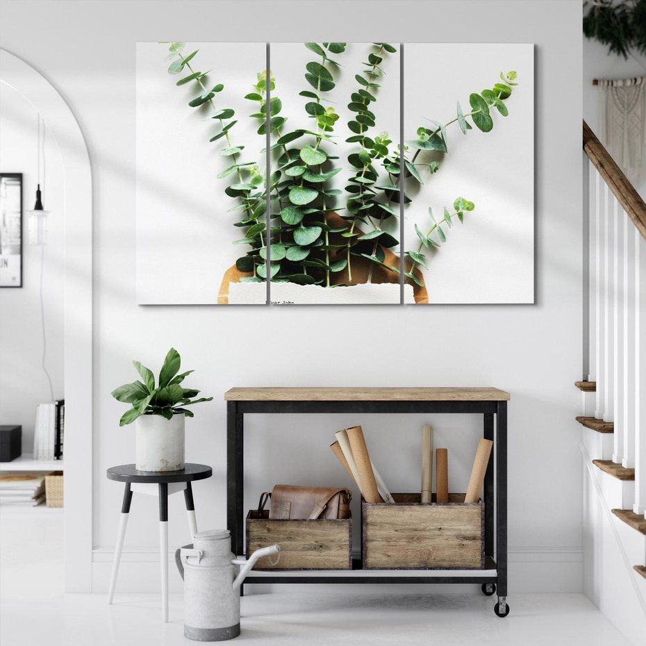 Obraz na płótnie 120x80 - Eukaliptusowa harmonia - eukaliptus, liście