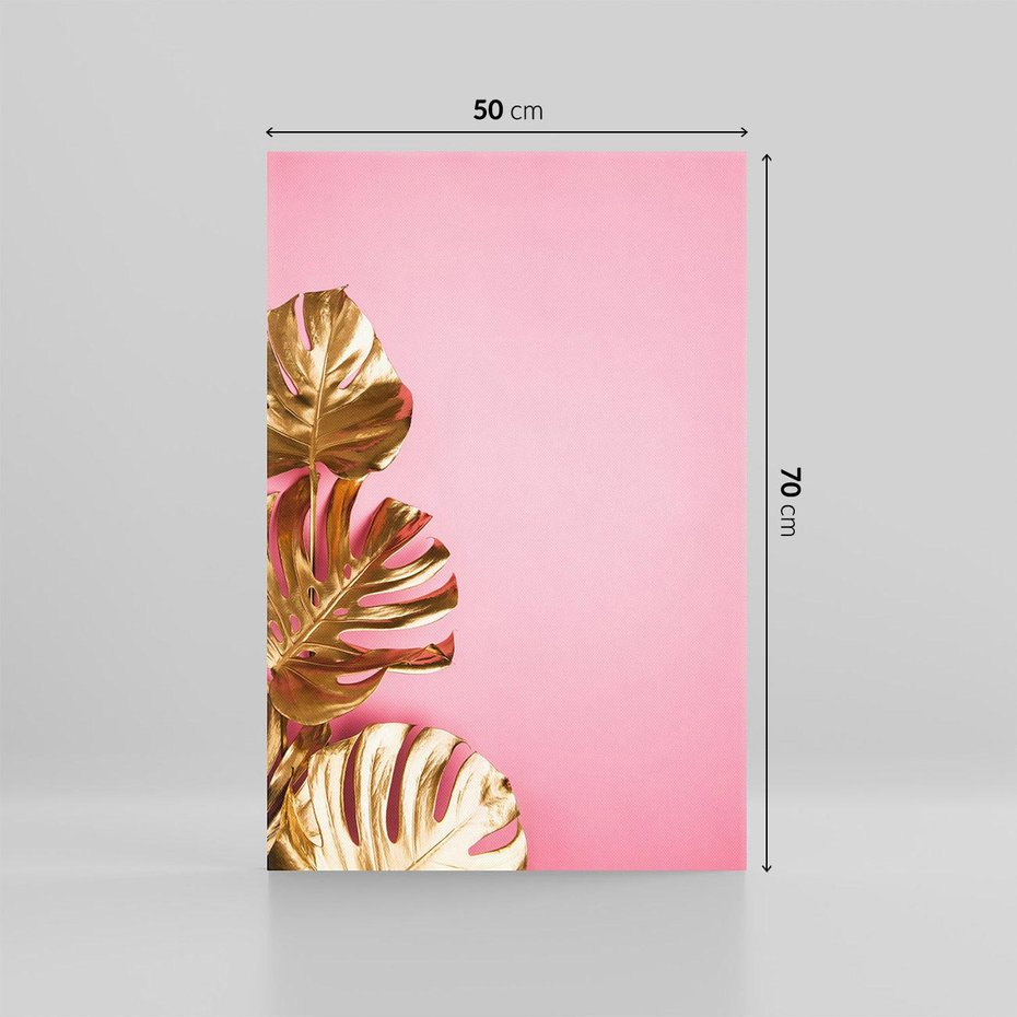 Obraz na płótnie 50x70 - Luksusowa Elegancja - złote, liście
