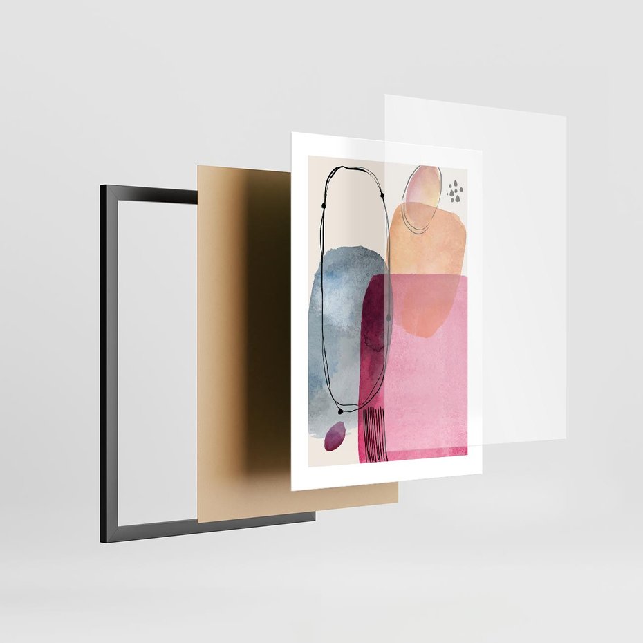 Plakat w ramie 30x40 - Kolorowe Pastelowe Spektrum - kolorowe pastelowe plamy, rozmyte żywe kolory - rama czarna