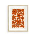 Plakat w ramie 30x40 - Wibracje Przestrzeni - abstrakcyjne czerwone kwiaty, kompozycja - rama drewno