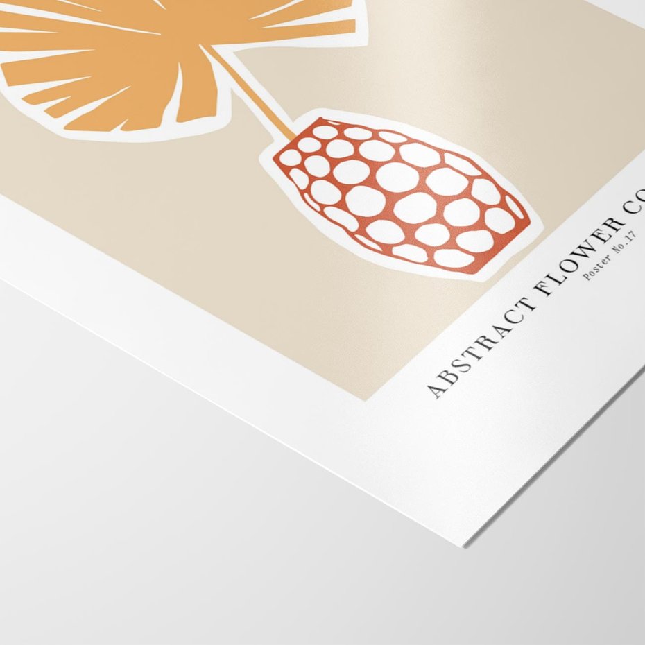 Plakat bez ramy 21x30 - Kwiatowa Kreatywność - tropikalny liść w wazonie, typografia