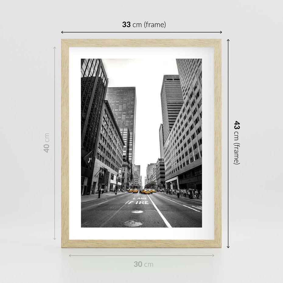 Plakat w ramie 30x40 - Ulica Nowego Jorku - ulica, Nowy Jork - rama drewno