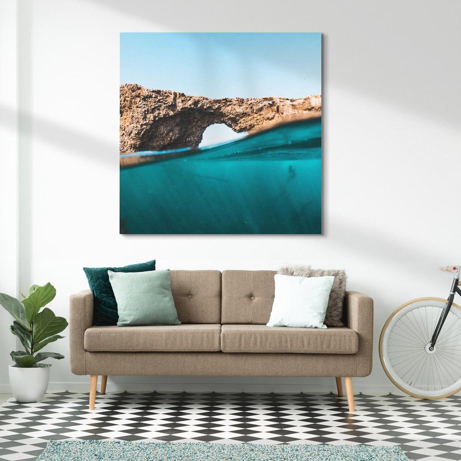 Obraz na płótnie 40x40 - Tajemnicza Podwodna Kraina - fotografia, podwodna jaskinia