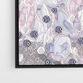 Obraz w ramie 100x70 - Malowane oddechy istnienia - pomieszane tekstury, kwiatowe elementy - rama czarna