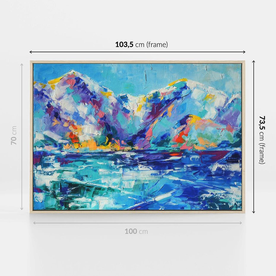 Obraz w ramie 100x70 - Mistyka Górskich Marzeń - abstrakcja, pejzaż gór - rama drewno