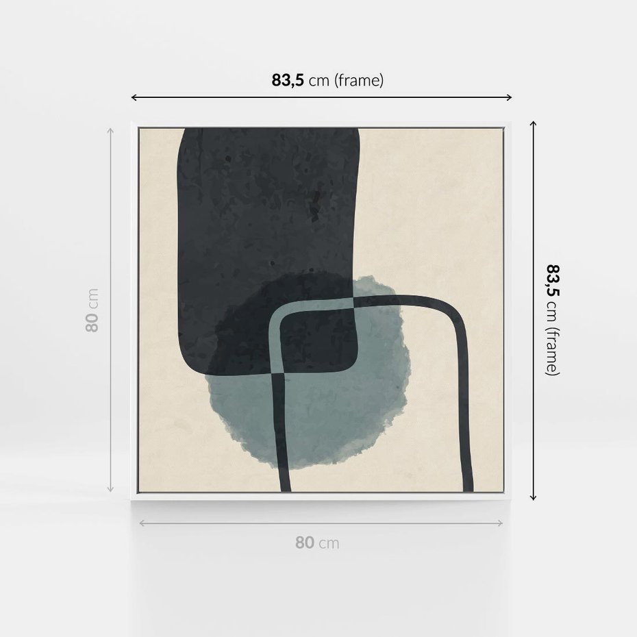 Obraz w ramie 80x80 - Migotliwe Refleksje - abstrakcyjne nieregularne kształty, minimalistyczny plakat - rama biała