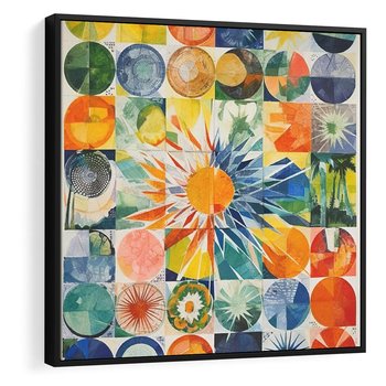 Obraz w ramie 50x50 - Rozkwitające Wzory Abstrakcji - abstrakcyjny obraz, mnogość kolorów - rama czarna