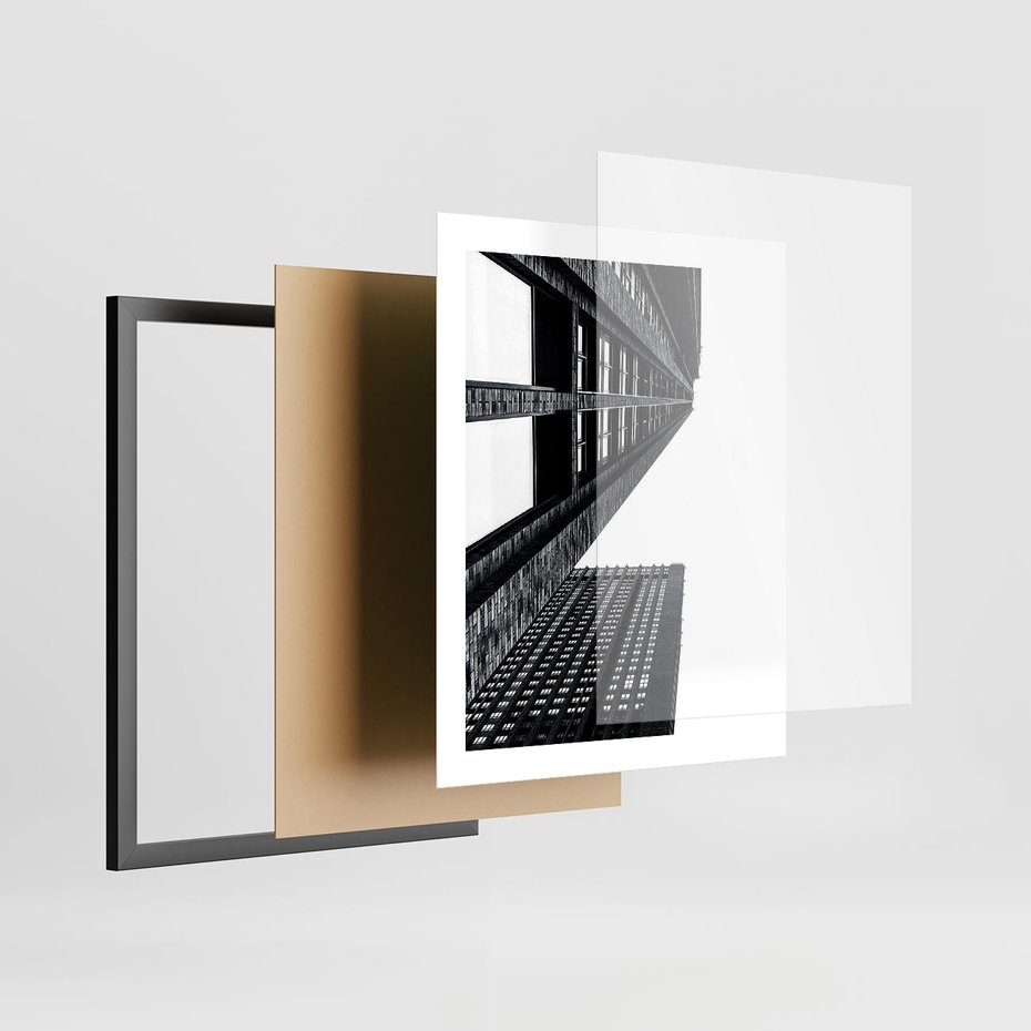 Plakat w ramie 40x50 - Geometryczna Asymetria - architektura, czarno białe zdjęcie - rama czarna