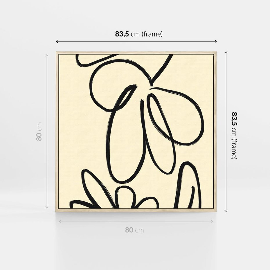 Obraz w ramie 80x80 - Złamane Granice - abstrakcyjna sztuka, przypominająca kwiat - rama drewno