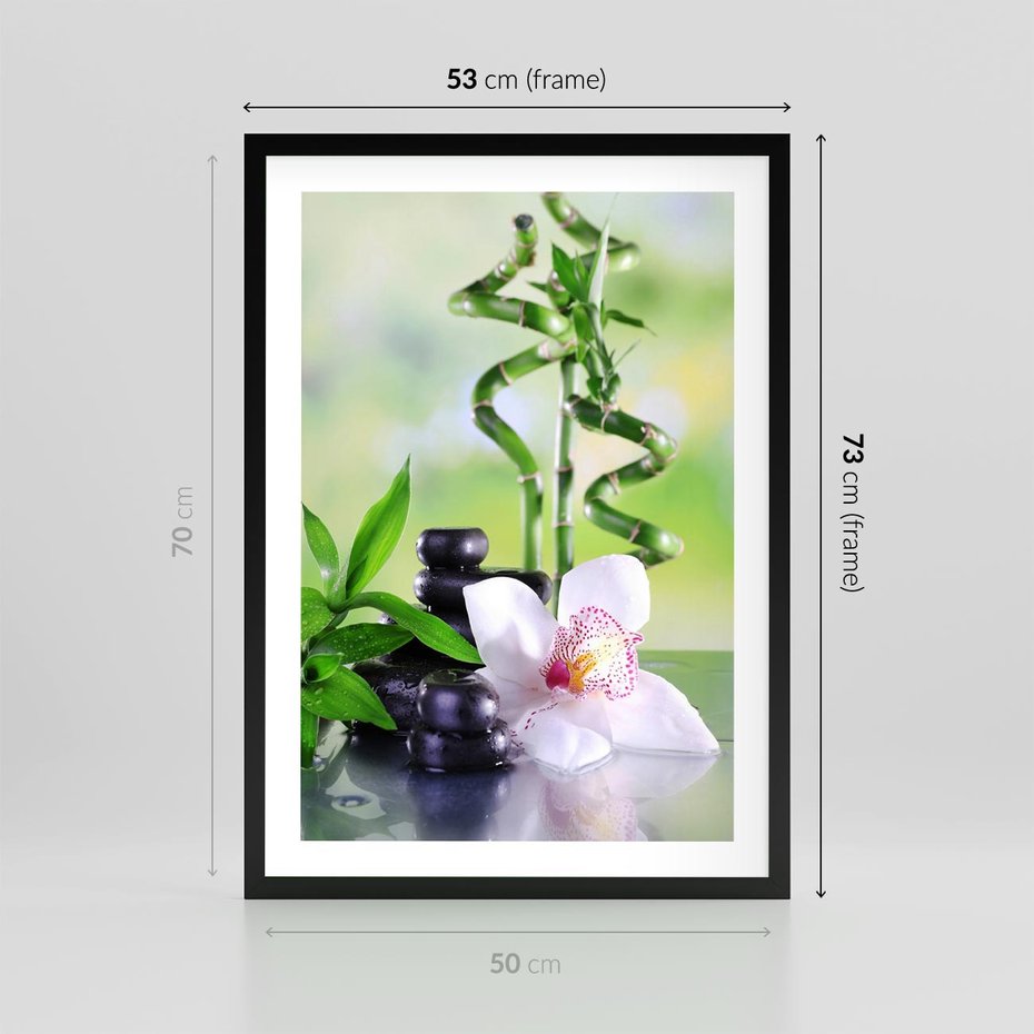 Plakat w ramie 50x70 - Spa pełne kwiatów i relaksu - spa, kwiat - rama czarna