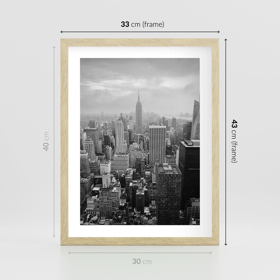 Plakat w ramie 30x40 - Majestatyczne Wysokości - Nowy Jork, wieżowce - rama drewno