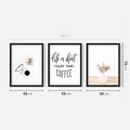 Zestaw obrazy w ramie 50x70 galeria - Kawa, kwiaty, minimalizm - rama czarna
