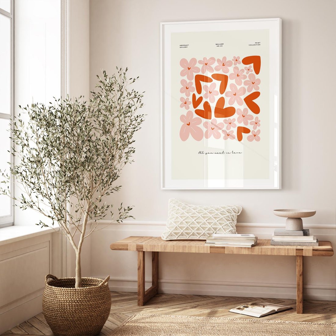 Plakat bez ramy 50x70 - Miłość w Kompozycji - grafika, kompozycja kwiaty i serca