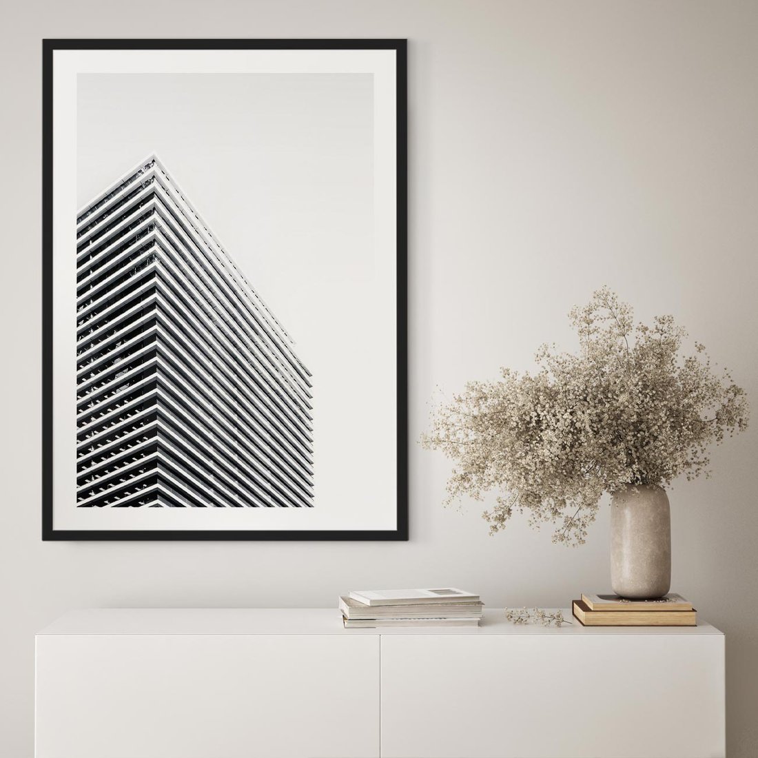 Plakat w ramie 50x70 - Wzorce Wysokości - architektura, wysoki wieżowiec - rama czarna