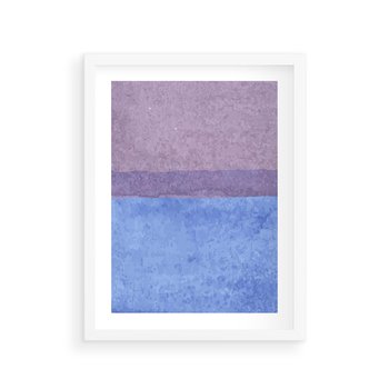 Plakat w ramie 40x50 - Taniec Światła - kolorowe akwarelowe pasy, odcienie fiolet - rama biała