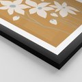 Plakat w ramie 30x40 - Kwiatowy Spektakl - minimalistyczne kwiaty, na pomarańczowym tle - rama czarna