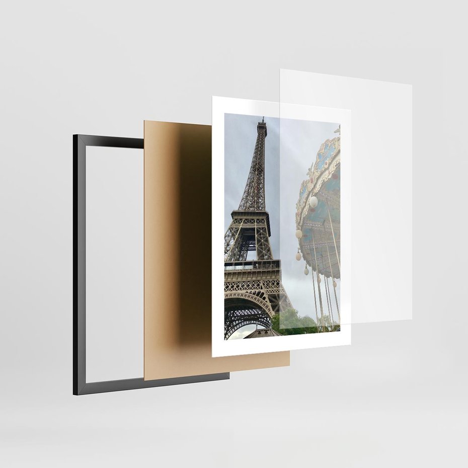 Plakat w ramie 30x40 - Delikatność kolorów - wieża, Eiffla - rama czarna