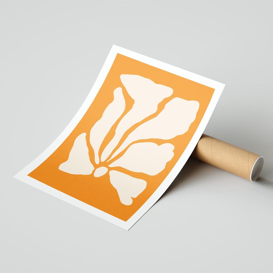 Plakat bez ramy 21x30 - Wibracje Barw - abstrakcyjny boho plakat, pomarańczowe tło