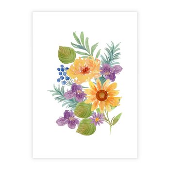 Plakat bez ramy 40x50 - Kwiatowe Inspiracje - akwarelowe polne kwiaty, minimalistyczny plakat